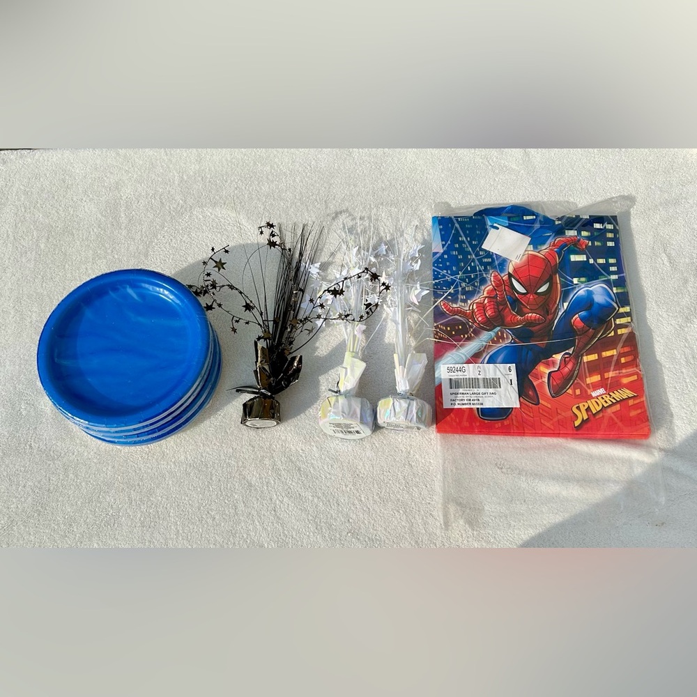 Spiderman Birthday Party Gift Bags Plates Centerpieces Decor
